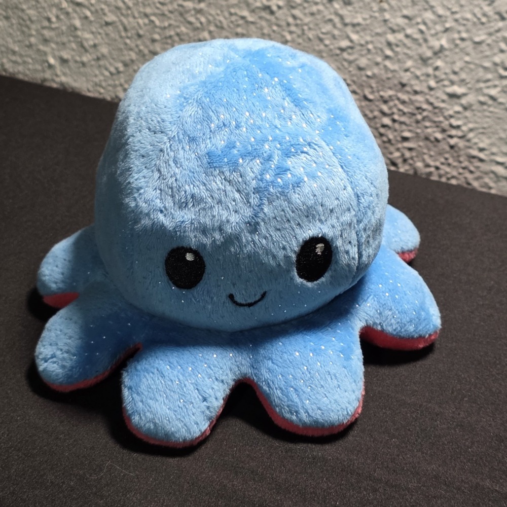 TeeTurtle‎ Reversible Octopus Plush Toy. Happy & Mad